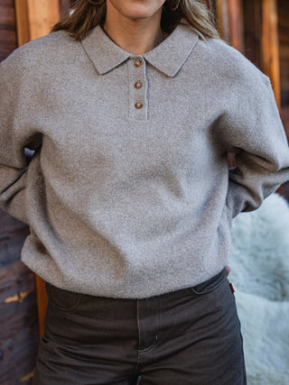 Braun Melange Strick-Polo