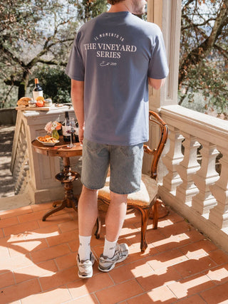 Blaues Weinberg-Serie Übergrößen T-Shirt
