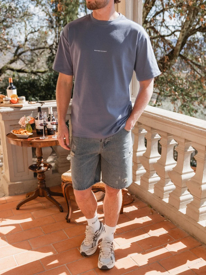 Blaues Weinberg-Serie Übergrößen T-Shirt
