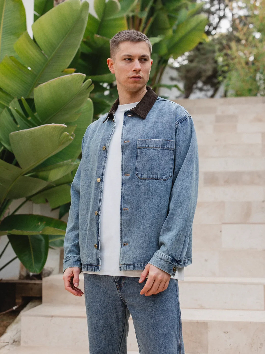 Neue gewaschene Kragen-Detail-Overshirt