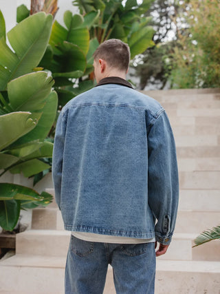 Neue gewaschene Kragen-Detail-Overshirt