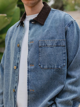 Neue gewaschene Kragen-Detail-Overshirt
