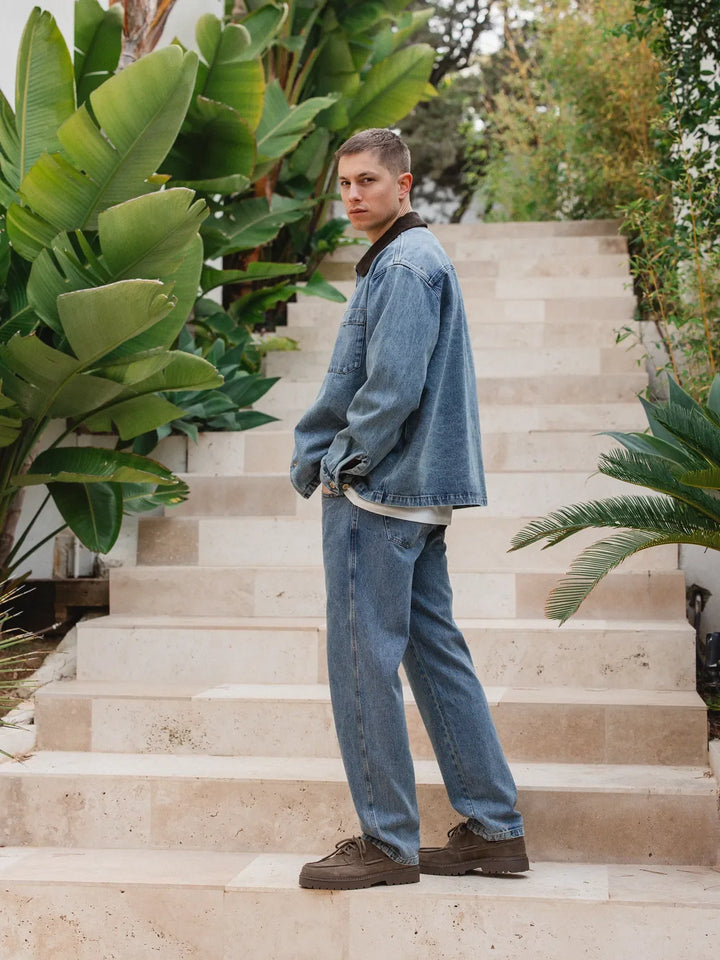 Neue gewaschene Kragen-Detail-Overshirt