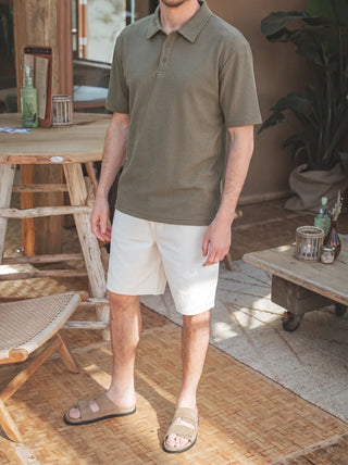 Grünes Sommer Button Polo