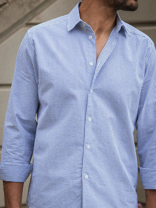 Navy Streifen Waffelshirt