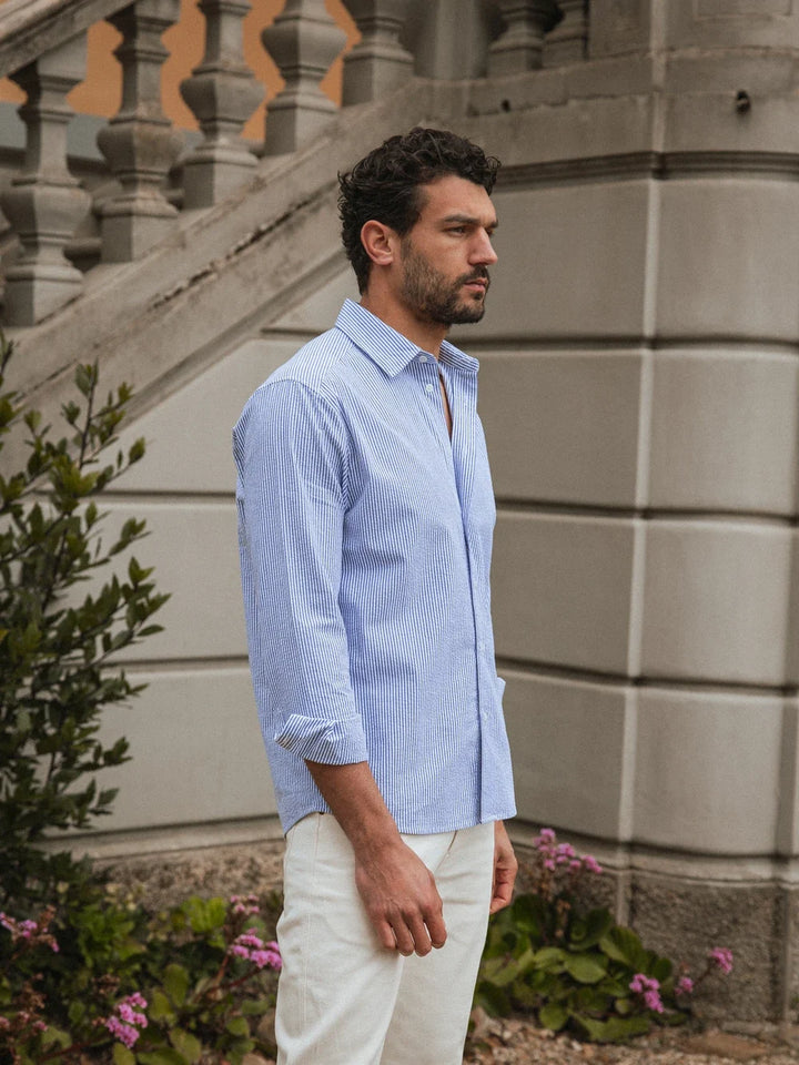 Navy Streifen Waffelshirt