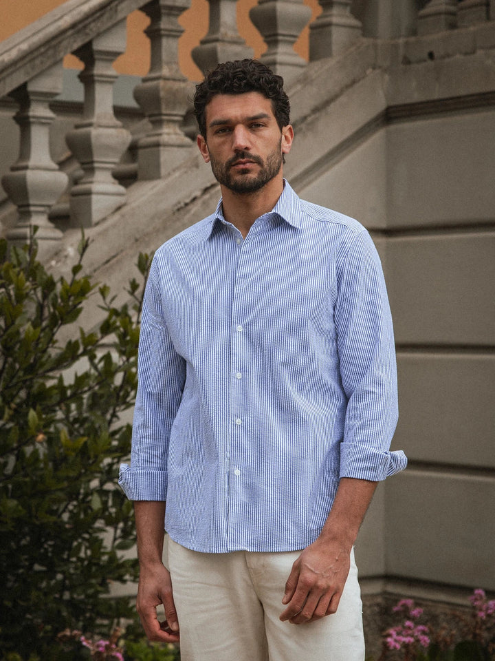 Navy Streifen Waffelshirt