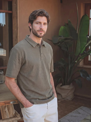 Grünes Sommer Button Polo