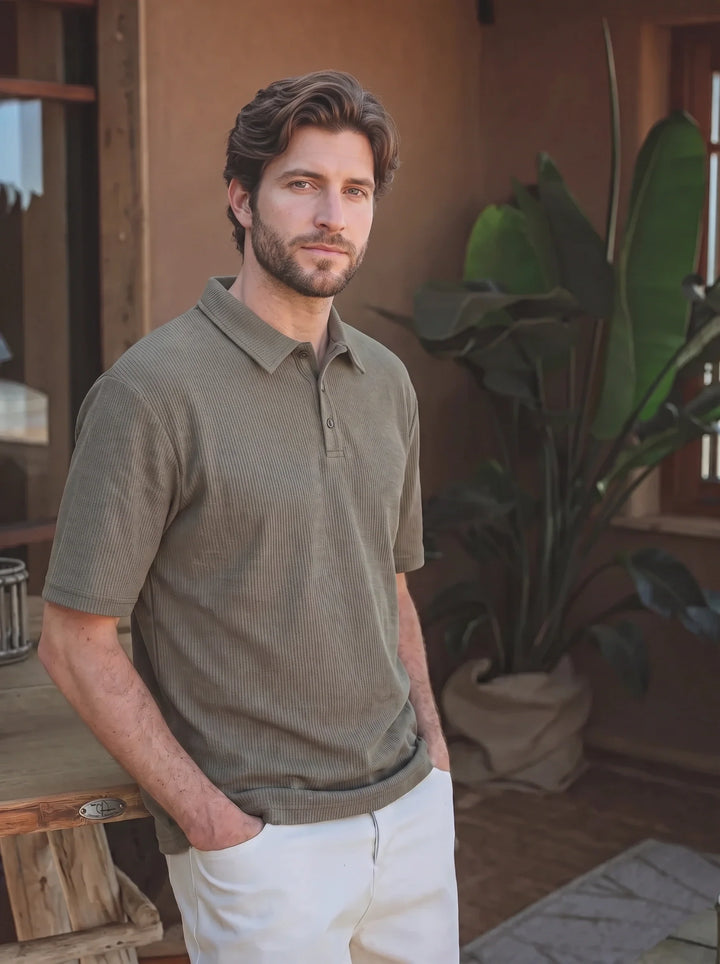 Grünes Sommer Button Polo
