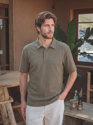 Grünes Sommer Button Polo