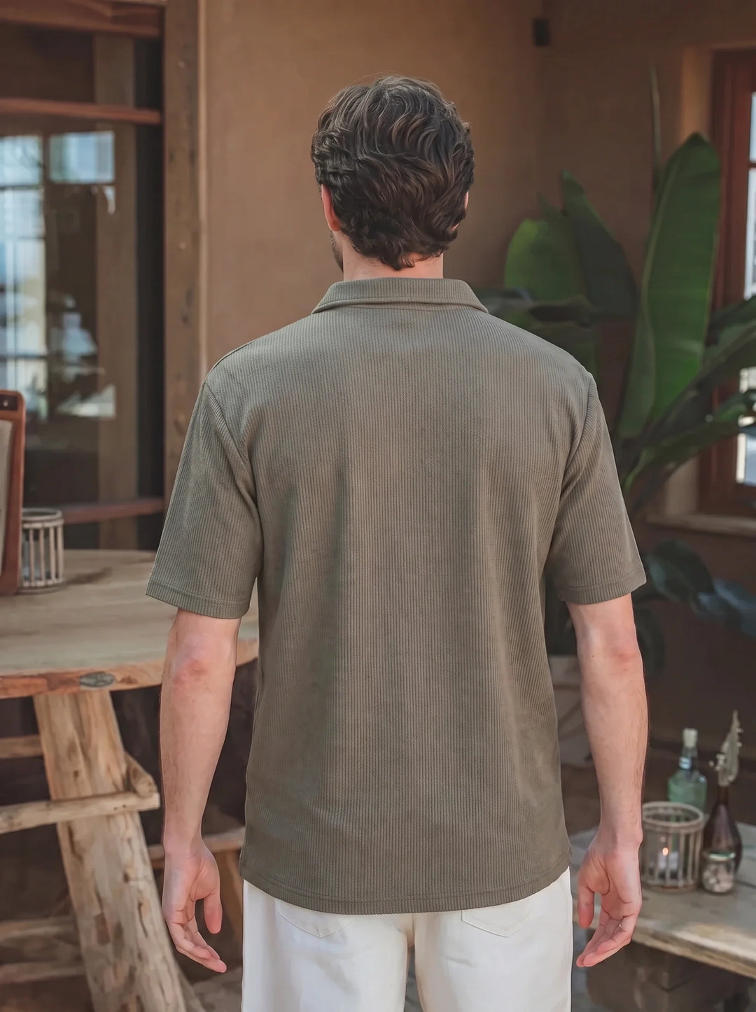 Grünes Sommer Button Polo