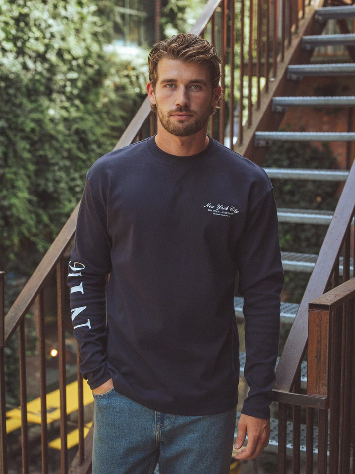 Navy NYC Langarmshirt
