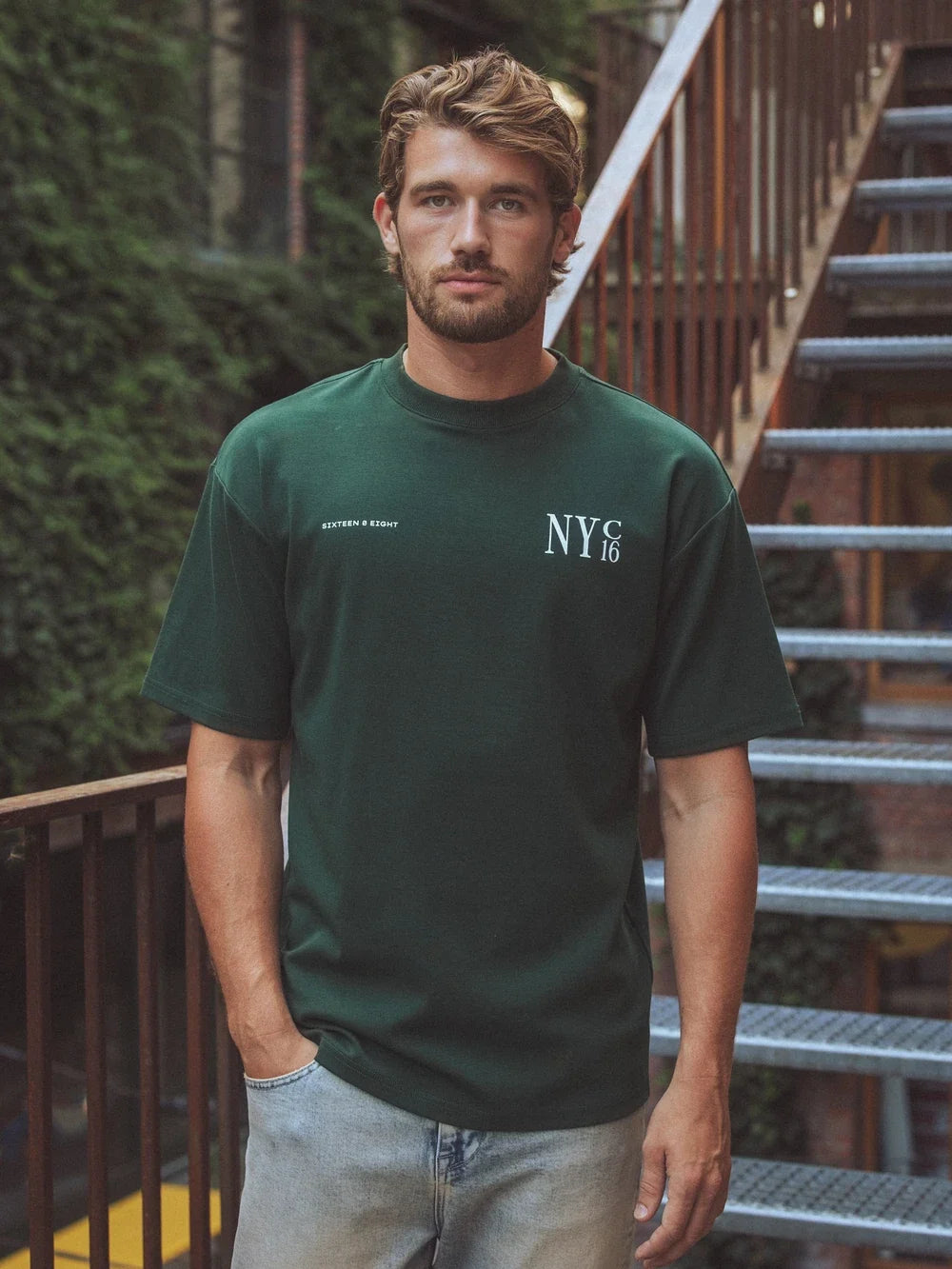 Grünes NYC Oversized T-Shirt