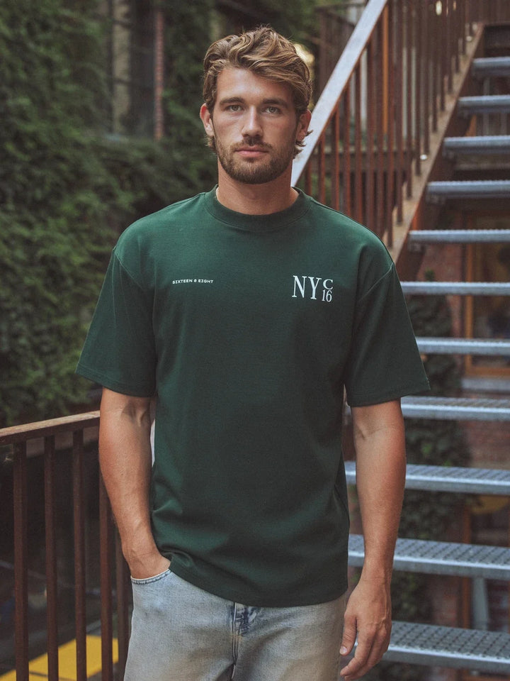 Grünes NYC Oversized T-Shirt