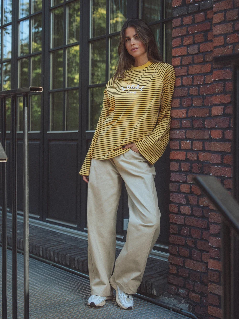 Gelbe Streifen Langarmshirt