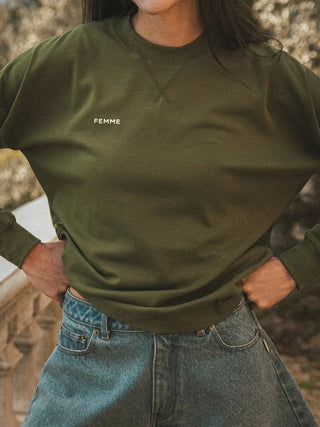 Grüne Femme Langarmshirt