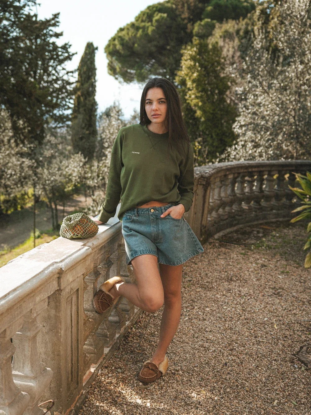 Grüne Femme Langarmshirt