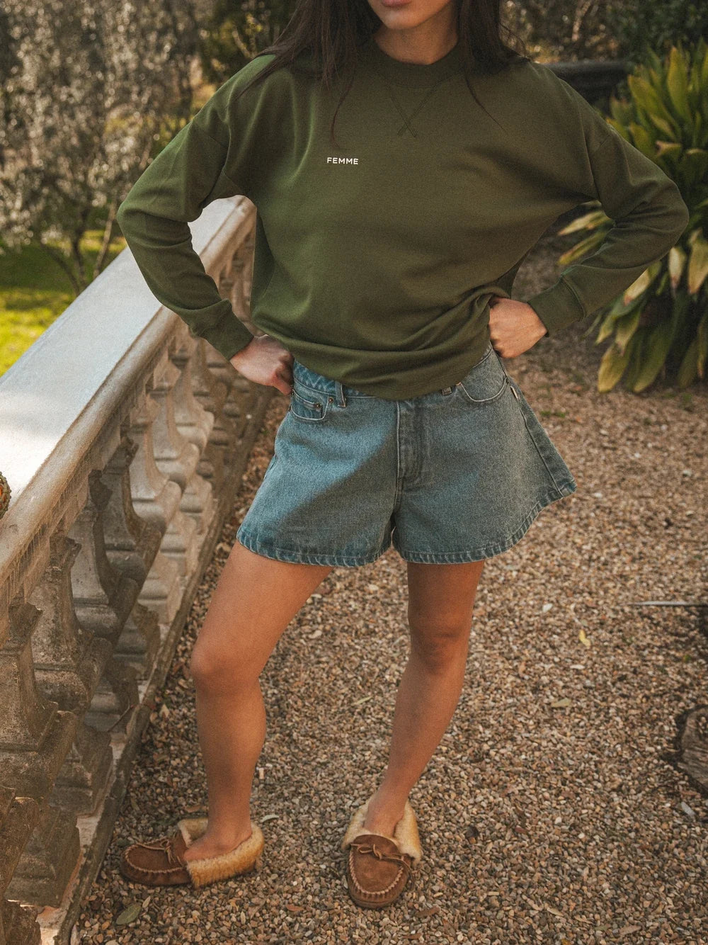 Grüne Femme Langarmshirt