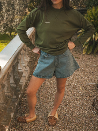 Grüne Femme Langarmshirt