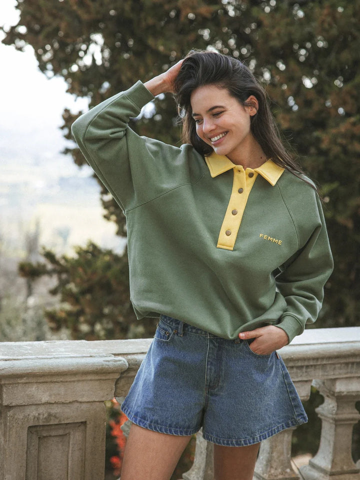 Grüner Femme Polo Sweater
