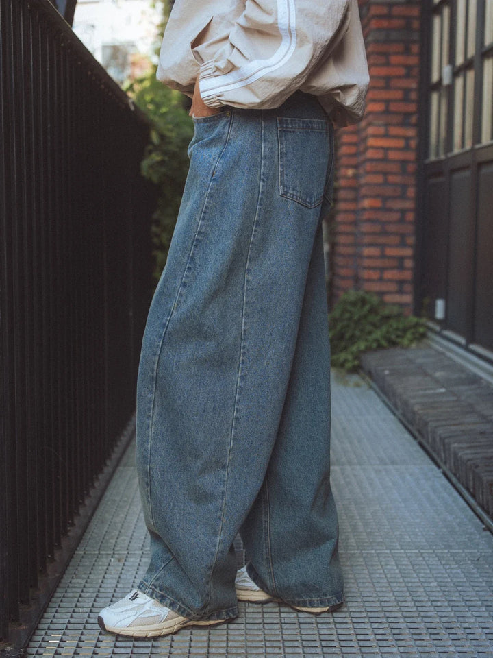 Braun gewaschene Balloon Jeans