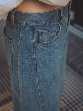 Braun gewaschene Balloon Jeans