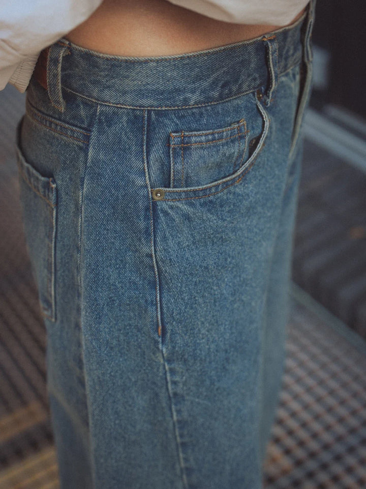 Braun gewaschene Balloon Jeans