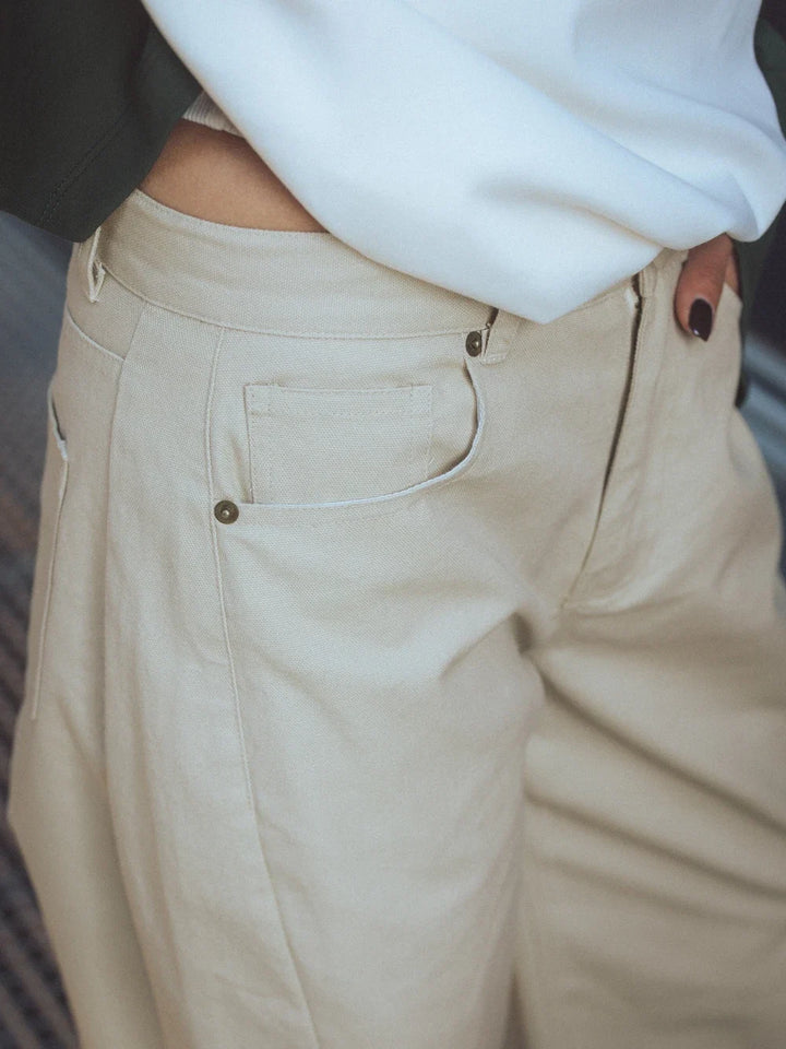 Beige Balloon Jeans