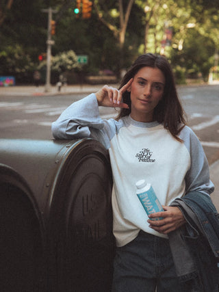 Grauer Raglan Langarmshirt