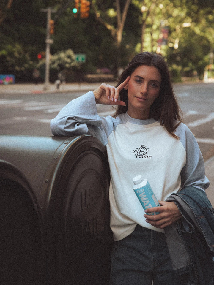 Grauer Raglan Langarmshirt